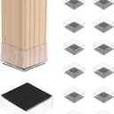 PATIKIL 14Pcs Square Chair Leg Protectors, 3.15" PVC & Felt Furniture Chair Leg Cover Caps for Hardwood Floors Elastic Scratch Reduce Noise Covers Furniture Pads, Clear Black