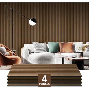 RITOLLO 4 Pack Wood Panels for Wall - 47.2"×23.6" Wood Slat Acoustic Panels for Wall, Soundproof Panels, 3D Fluted Panels for Interior Wall Decor (Walnut)