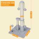 Dimaka Tall Cat Scratching Post, Double Lower Posts Extra Stable Cat Post Tree Scratcher with Sisal Rope and Teasing 4 Balls Total Large Base (Grey)