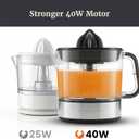 Elite Gourmet ETS623 BPA-Free 40-Watt Electric Citrus Juicer, Compact, Large Volume, Pulp Control, Oranges, Lemons, Limes, Grapefruits with Easy Pour Spout, 24oz, Black/Stainless Steel