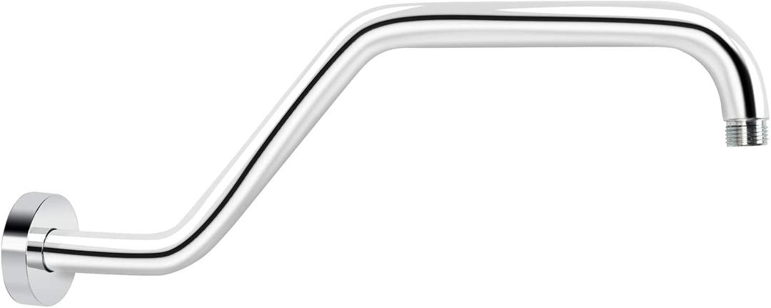 High Rise Shower Arm with Flange,15.5 Inch Gooseneck Shower Arm Extension,Stainless Steel S Shaped Shower Showerarm,Chrome,9Z1MK