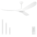 Solid Wood Ceiling Fans no Light,52'' White Ceiling Fan with Remote Control,DC Motor with Large Airflow,Indoor and Outdoor Ceiling Fan for Living Room,Bedroom,Patios