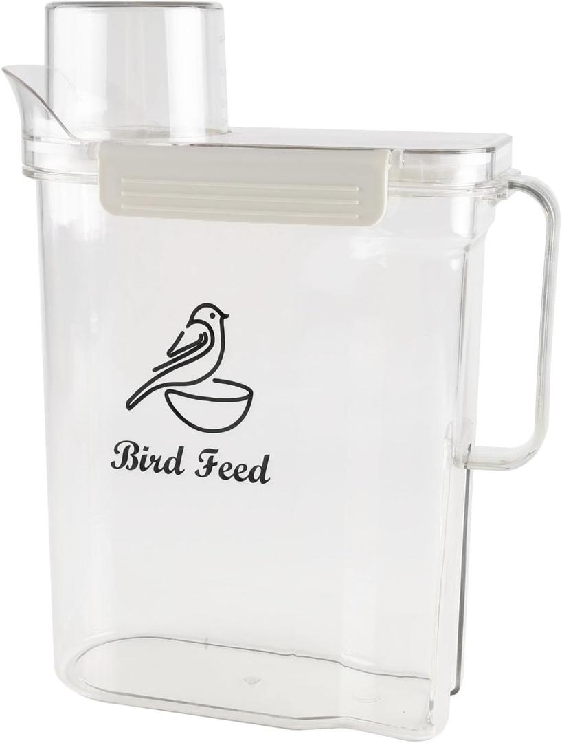 Bird Seed Storage Container,5L Large Capacity Pet Food Storage Containers with Handle, Airtight Wild Bird Seed Dispenser-for PetBirds Parakeets Finches Food Mealworms Storage/BPA Free-Clear 