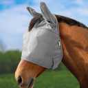 Harrison Howard UV-Proof Multi-Function Fabrics Thick Fleece Padding Horse Fly Mask Half Face with Ears Original Grey Horse Large