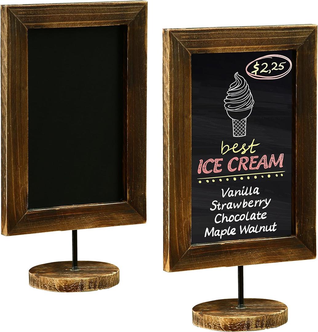 MyGift Chalkboard Signs,127 Inch Mini Chalkboard Signs for Tables,Small Kitchen Countertop Memo Board,Office Products Framed Tabletop Chalkboard Sign with Stand,Wedding Table Sign,Set of 2