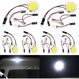 YM E-Bright 6-Pack Cool White COB 6-SMD Led Panel Dome Light Auto Car Reading Map Light Bulb DC 12V With T10 / BA9S / Festoon Adapters
