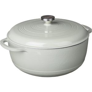Lodge 7.5 Quart Enameled Cast Iron Dutch Oven with Lid  Dual Handles  Oven Safe up to 500 F or on Stovetop - Use to Marinate, Cook, Bake, Refrigerate and Serve  Desert Sage