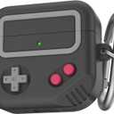 Silicone Game Design 2024 Case for Apple AirPods 4 Gen with Active Noise Cancellation, Cute Case Cover for Women/Men (Black)