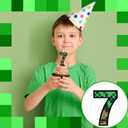 6 x 7th Pixel Miner Birthday Candles, Number 7 Candle, Pixels Cake Topper for Boys Girls, Game Themed Birthday Decorations Party Supplies (Large)