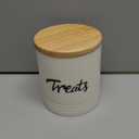 LEETOYI Cat Treat Container with Lid, Ceramic Dog Treat Jars 4.5-Inch 31oz (White)