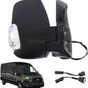 Marretoo Passenger Right Side Door Mirror replacement for 2015-2025 Ford Transit 150 250 350 350 HD Cargo Van 6 pins Power Glass,Heated,Signal Light Short Arm Textured Black FO1321552
