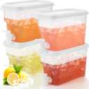 Hoolerry 4 Pcs 0. 8 Gallon Beverage Drink Dispenser for Fridge, Plastic Liquid Drink Juice Container with Spigot Cold Lemonade Pitcher Iced Water Jug for Outdoor Indoor Parties