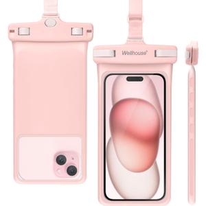 wellhouse Waterproof Phone Pouch, Waterproof Phone Case for iPhone 16 15 14 13 12 Pro Max XS Samsung, IPX8 3D Cellphone Dry Bag Beach Essentials (1 Pack - Pink7.0, 7 inch)
