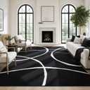 YIHOUSE 8x10 Washable Modern Abstract Black White Area Rug
