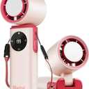 6000mAh Portable Handheld Fan with Ice Cooling, 199 Levels Stepless Speed, 20H Long Battery Life, 20000RPM Turbo Fan Rechargeable Personal Mini Fan for Travel, Outdoor, Makeup (Pink)