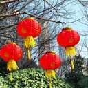 KYMY 2026 Asian New Year Red Lanterns, 4pcs Spring Festival Red Round Decorative Lanterns, Year of The Horse Lunar Year Hanging Lanterns for Chinese, Vietnamese, Korean New Year Decorations-9.8"/25cm (10 inch)