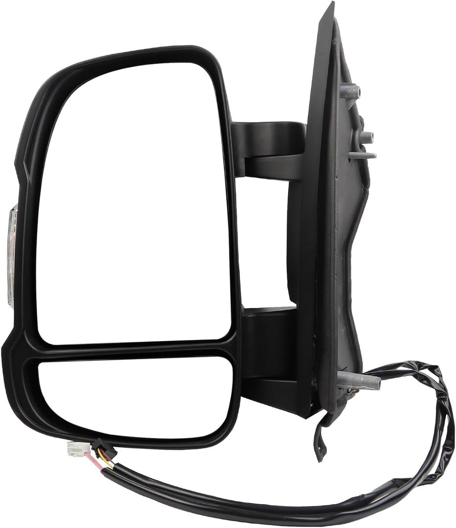 Dasbecan Left Driver Side Mirror Compatible with Ram Promaster 1500 2500 3500 2014-2021 Manual Non-Heated Glass Turn Signal w/Temp Sensor Textured Black Replaces#CH1320417 5VE99JXWAF 2+2Pins