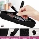 Silicone Makeup Brush Holder Travel Case No Odor Nylon Strap Closure | Water-Resistant Brush Organizer for Travel Makeup Brushes Storage-Black