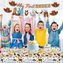 My First Rodeo Decorations Boy 63 PCS Cowboy Birthday Party Decoration Set Blue Brown Party Decor Supplies with Banners Paper Dinner Dessert Plates Napkins Tablecloth Tableware