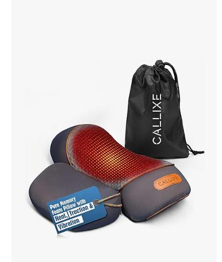 3in1 Neck Massager Pillow with Heating and Cervical Traction  Deep Tissue Massage for Pain Relief, Ergonomic Shoulder Massage Pillow, Neck Hump Corrector Ideal Gift for Women and Men Corded