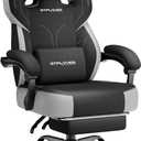 GTPLAYER Big & Tall Gaming Chair, Wide Seat with Footrest, Black | Ergonomic High Back Computer Desk Chair for Adults, Comfort Padded Seat with Lumbar Support Armrests Recliner for Office/Home