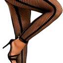 Buitifo Women Sexy Tights Fishnet Opening Leggings Stripe Pantihose Lingerie Pants (Black)