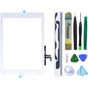 Touch Screen Replacement for iPad 5 2017 9.7 inch, A1822 A1823 A1474 A1475 Digitizer Glass Assembly Without Home Button (not Include LCD) + Pre-Installed Adhesive + Tool Kits(White