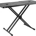 VEVOR DJ Table Stand, (32"-43") x 18" Portable DJ Laptop and Controller Stand, Lightweight DJ Desk DJ Booth Adjustable Height DJ Stand, Foldable Double-X Keyboard Stand & Tabletop, Audio Mixer Stand