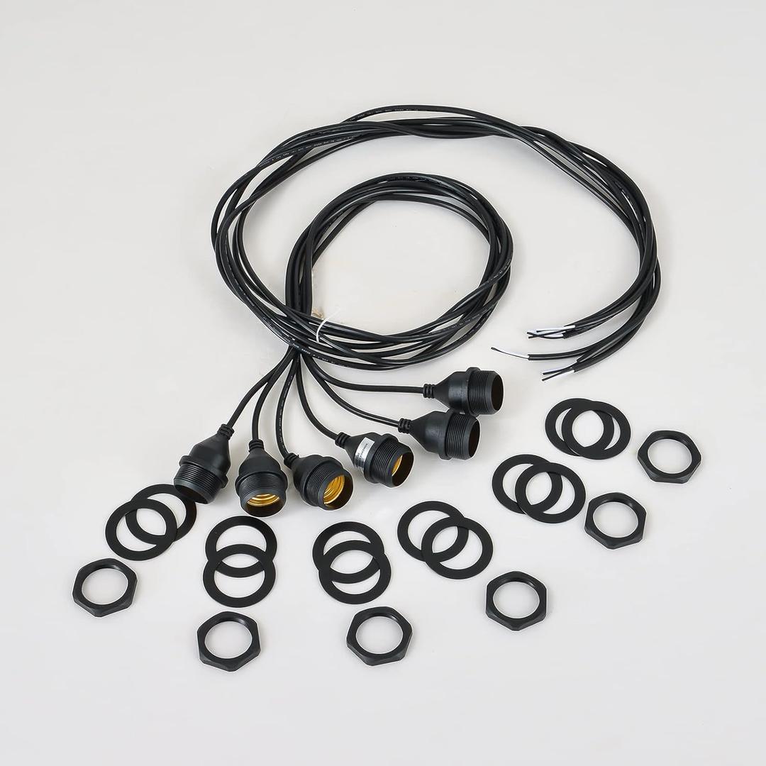 Light Socket with Cord Outdoor Light Socket Wire with E26/E27 Socket Light Bulb Socket with Cord Temporary Construction Lighting Waterproof Socket Corded (6 Pack) 5Foot 20Awg Ma6009