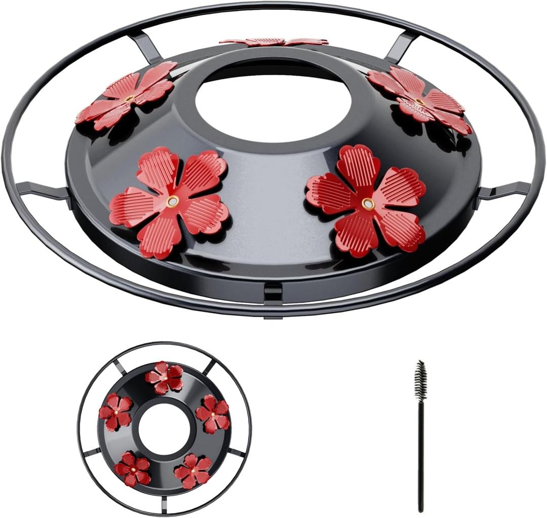 Metal Cover for Hummingbird Feeders Base top Hummingbird Feeder Replacement Part Cover and Brush only (Black-1)
