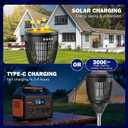 All in 1 Solar Bug Zapper Outdoor, Flame & Projection Mode, Auto/Manual Modes, 4200V Electric Mosquito Killer with High Powered, IPX5 Waterproof Rechargeable Fly Insect Trap for Patio Garden Yard RV