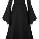 Vampire Costume for Women with teeth Accessories Gothic Vampire Dress Halloween Witch Costume Adult (Small, Black)