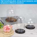 PATIKIL 4.9" Clear Cloche Glass Dome, Glass Bell Jar Globe Display Case Tabletop Centerpiece with Black Wooden Base for Succulents Christmas Decor