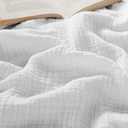 Bedsure 100% Cotton Muslin Blanket King Size for Bed - 4-Layer Breathable and Lightweight Thin Soft Summer Gauze Muslin Blanket for Adults, White, 108x90 Inches