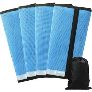 Fly Boots for Horses Set of 4 Leg Wraps Protection, Mesh Horse Fly Leggings Breathable Tendon Boots for Reduces Stomping & Leg Fatigue Sky Blue Large