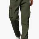 Men's Casual Cargo Sweatpants Waist Drawstring Joggers Tactical Loose Fit Pants for Men with Multi Pockets XXL