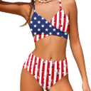 Girls Swimsuits Bikini Set,Two Piece Swimsuit Criss Cross Bathing Suit Girls' Swimwear (13-14 Years, Usa Flag 3)