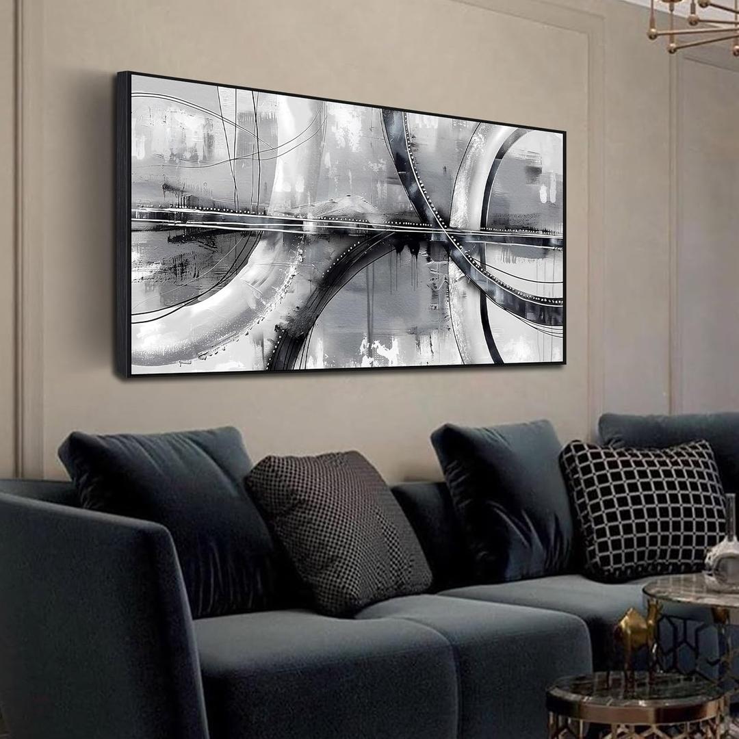AOZEMI Abstract Painting Wall Art Black and White Canvas Wall Decorations for Living Room Large Pictures Home Office 29"x59"