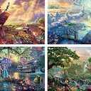 4 in 1 Multipack - Thomas Kinkade - Disney Dreams Collection - Tangled, Sleeping Beauty, Peter Pan, & Mickey and Minnie - (4) 500 Piece Jigsaw Puzzles, 18 x 14