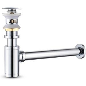 MENATT Bottle Trap Deodorant Type with 1 1/4" Pop-up Drain Stopper, Round P-Trap Waste Pipe Kit Assembly, Bathroom Sink Siphon Drainer Plumbing Tube Chrome Finished