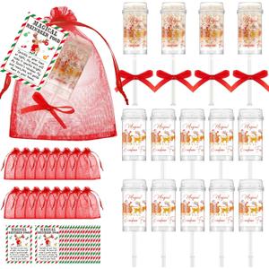 Pickmesh 48 Pcs Christmas Reindeer Food Red Organza Bags Card Ribbon, Christmas Eve Present Xmas Party Favors Tradition Reindeer Gifts