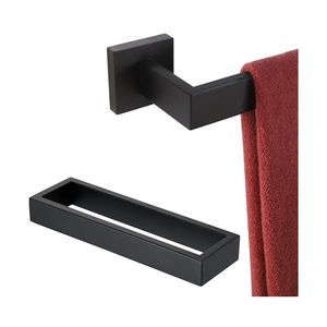 KOKOSIRI 36 Inch Towel Bar Bathroom Kitchen Towel Holder Bath Towel Ring Towel Hanger Wall Mounted Matte Black B4003BK-L36+B4008BK-L9