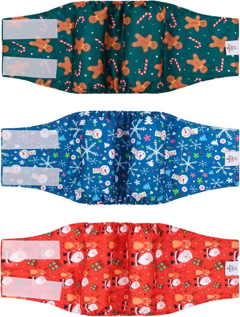 CuteBone Christmas Doggie Diapers for Male Dogs Large Dog Diapers Male DM34L, M