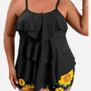 B2prity Women Plus Size Tankini Swimsuits Tummy Control Two Piece Bathing Suit Ruffled Flounce Swimwear with Shorts 22W