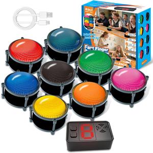 Wireless Buzzers System for Game Show, Family Feud Buzzer with Light, Show Who Buzzed First, 4 Modes, 165ft Distance, Rechargeable Answer Buzzers for Trivia Games, Classroom, Jeopardy, Quizzes Party (8-pack Buzzers With Host)