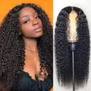 13X4 Lace Frontal Wig Natural Black 30 Inch Jerry Curly Wigs Human Hair 200% Density 13X4 Natural Black Jerry Curly Wigs Human Hair Pre Plucked For Black Women