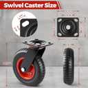 Homwin 8 Inch Caster Wheels Set of 4 Heavy Duty, Solid Rubber All Terrain Castors 2200 LB Capacity Off Road Roller Wheels Industrial Plate Casters for Furniture, Cart, Chicken Coop, Workbench, Dolly