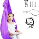 Aokitec Therapy Swing for Kids with Special Needs (Hardware Included) Snuggle Swing Cuddle Hammock Indoor Adjustable Aerial Yoga for Children with Autism, ADHD, Asperger, Sensory Integration (Purple)