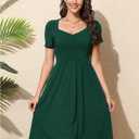 Maggy London T Shirt Dress for Women Summer Casual Dresses for Women Ruched Party Swing A-Line T-shirt Dresses Midi Length Black