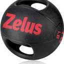 ZELUS Medicine Ball with Dual Grip| 10lbs Exercise Ball |Weight Ball with Handles| Textured Grip Exercise Ball |Strength Training| Core Workouts, 10-Pound